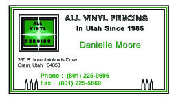 All Vinyl Fence Bus Card 
