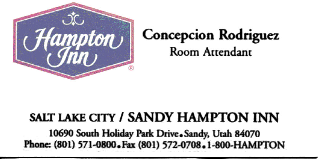 Hampton Inn Bus Card 2